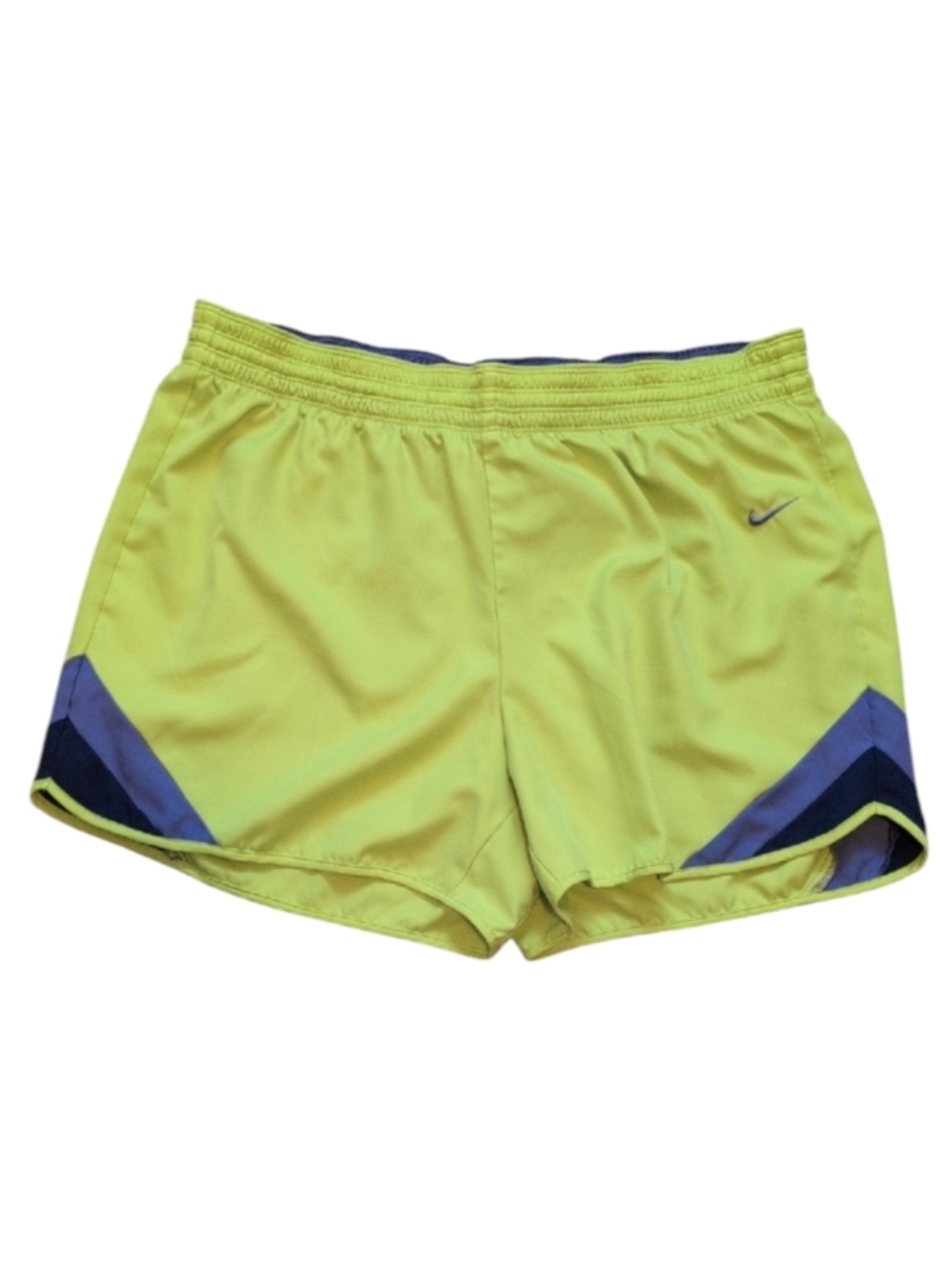 Nike Bright Lime Green Running Shorts with Purple Accents Size XL
